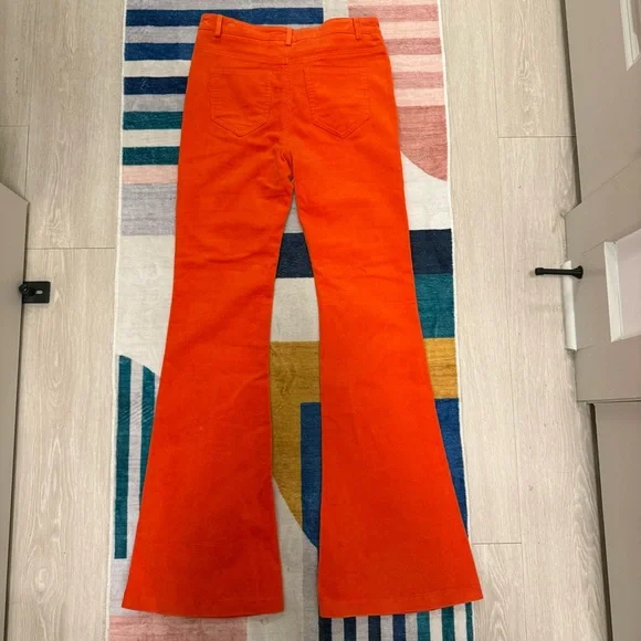 Edikted Tony Corduroy Flare Pants Orange S NWT 70s Boho Festival Bell Bottoms - Picture 6 of 6
